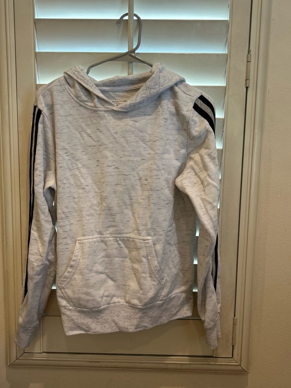Papaya Light Gray Hooded Sweater with Black Sleeve Stripes